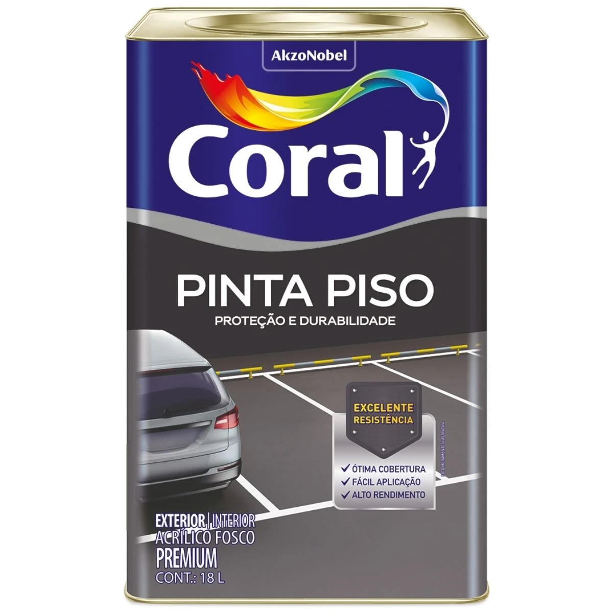 CORAL PINTA PISO PRETO 18LT LATA